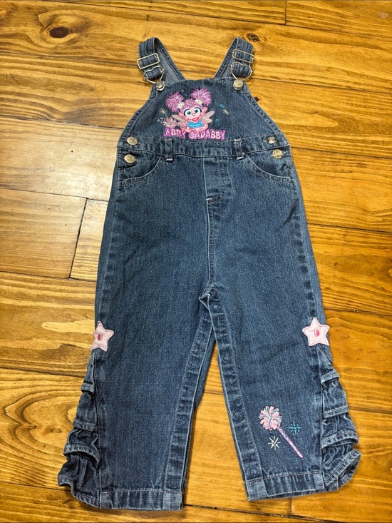 Sesame Street Other - Vintage Sesame Street Abby Cadabby Denim Overalls Size 24 Months